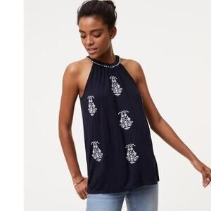LOFT Halter Embroidered Tank